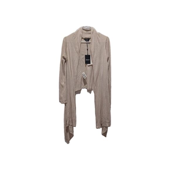 DKNY Size XS/S Oatmeal Convertible Cozy Open Front Cardigan nWT - Picture 3 of 11